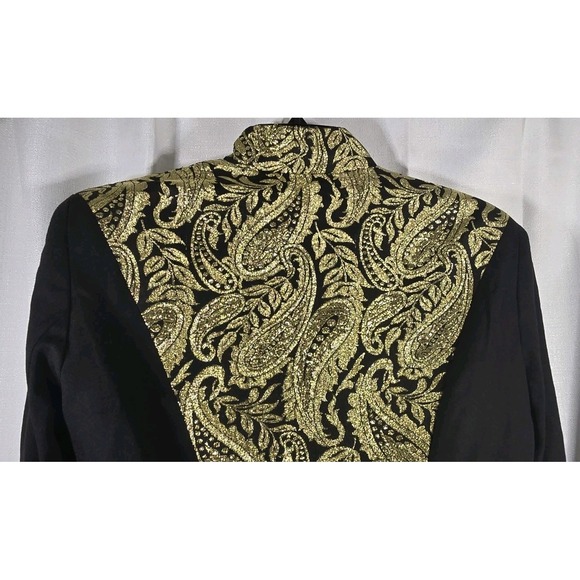 Vintage Hobby Horse Western Rodeo Show Jacket Blazer Black Gold Metallic Large‎ - Picture 9 of 9